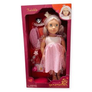 Our Generation Twinkle 18" Doll Tooth Fairy w/Pink Hair, Wand, Wings, Piggy Bank